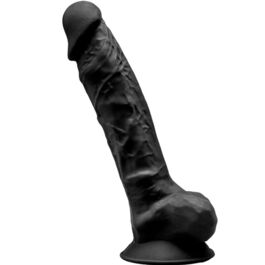 SILEXD - MODELO 1 PENE REALÍSTICO SILICONA PREMIUM SILEXPAN NEGRO 20 CM