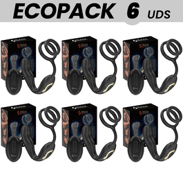 ECOPACKS 6 UDS - IBIZA WIGGLE PLUG ANAL ROTADOR CONTROL REMOTO CON VIBRO-PERINEO Y ANILLAS POTENCIADORAS DE PENE