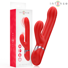 INTENSE - LELE VIBRADOR MULTIFUNCIONAL ROTATIVO & OSCILAÇÃO & ESTIMULAÇÃO VERMELHO
