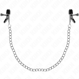 KINK - ZACISKI NA SUTKI Z PLASKIM LANCUCHEM SREBRNE 34 CM