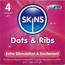 SKINS - DOTS & RIBS PRESERVATIVOS PREMIUM PACK 4