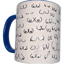 DIABLO PICANTE - MUG SEINS BLANCS AVEC ANSE BLEUE 370 ML