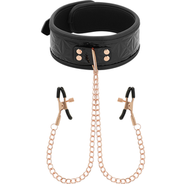 BEGME - BLACK EDITION COLLAR CON CADENAS Y PINZAS PEZONES CON FORRO DE NEOPRENO