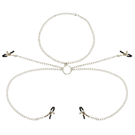 OHMAMA FETISH - 4 PINZAS PEZONES CON COLLAR DE CADENAS