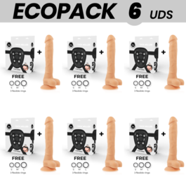 ECOPACK 6 EINHEITEN - COCK MILLER HARNESS + SILIKON DICHTE ARTIKULIERBARES COCKSIL 24 CM